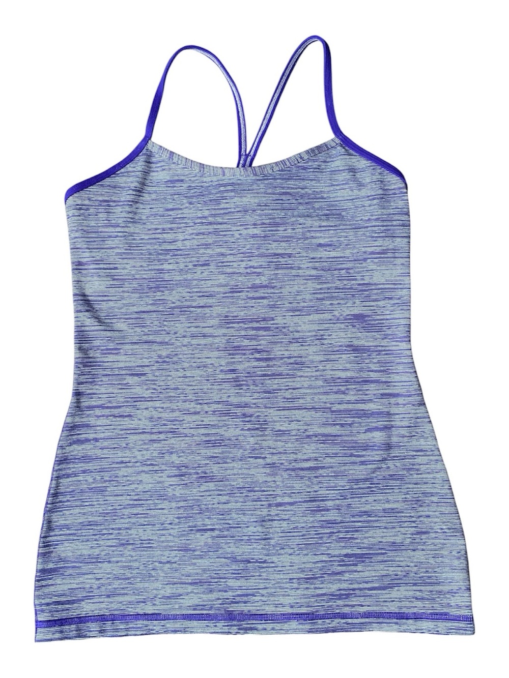 Lululemon Power Y Tank Top Purple Space Dye Heathered Built-In Shelf Bra Size 8